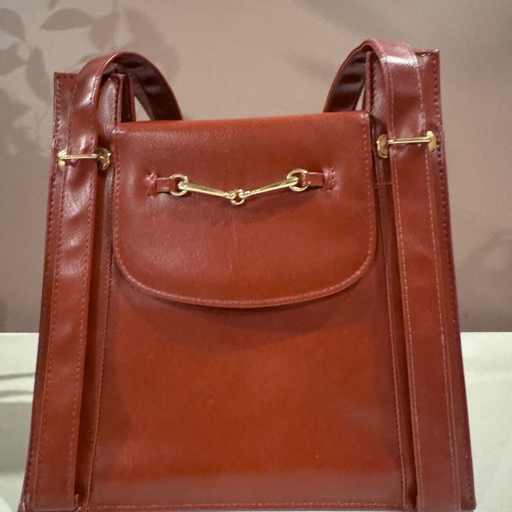 Rust & Gold Leather Shoulder Bag